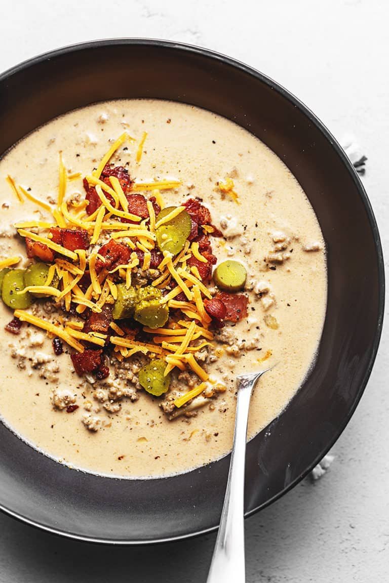 30 Minute Keto Bacon Cheeseburger Soup • Low Carb with Jennifer Low